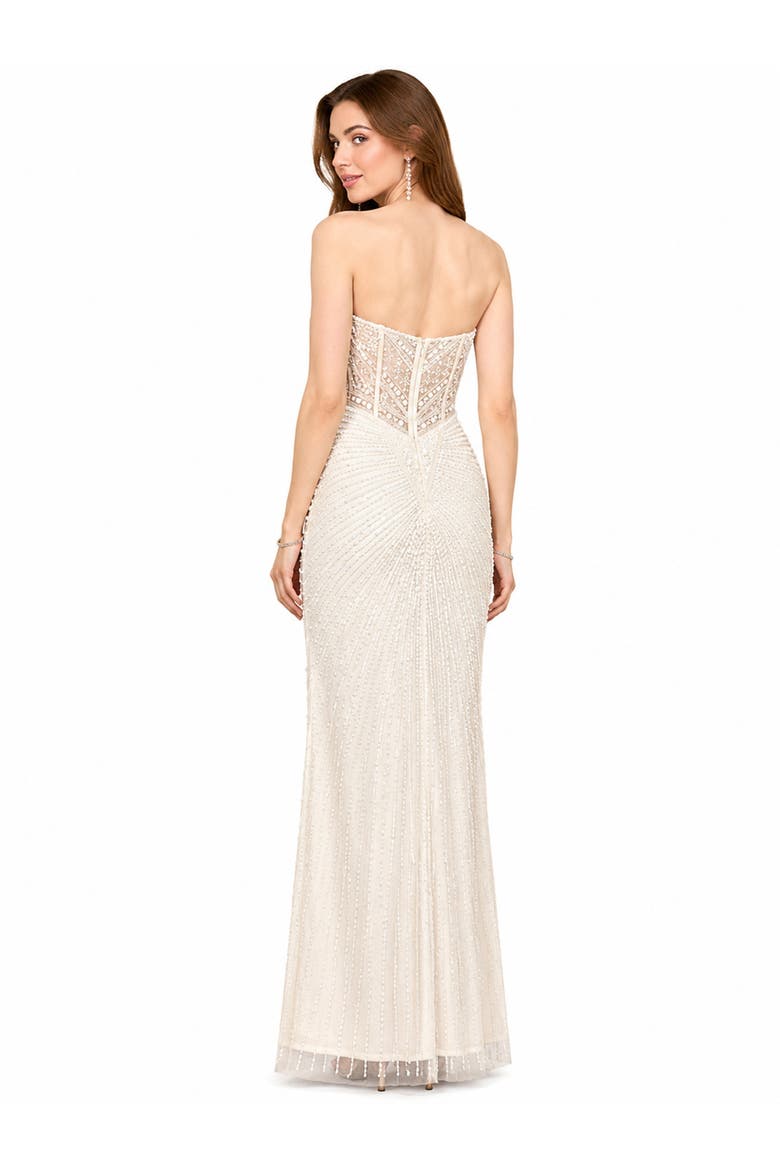 Beaded Faux-Wrap V-Neck Bridal Gown, Alternate, color, Ivory