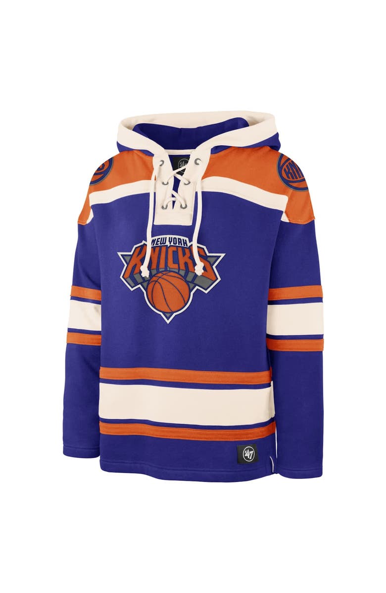 '47 Men's '47 Royal New York Knicks Superior Lacer Pullover Hoodie, Alternate, color, 