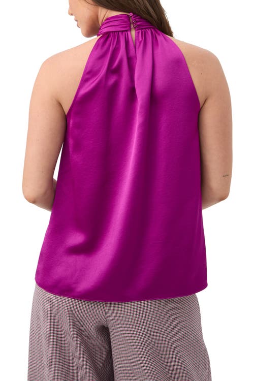 Trina Turk Zana Satin Halter Top In Purple