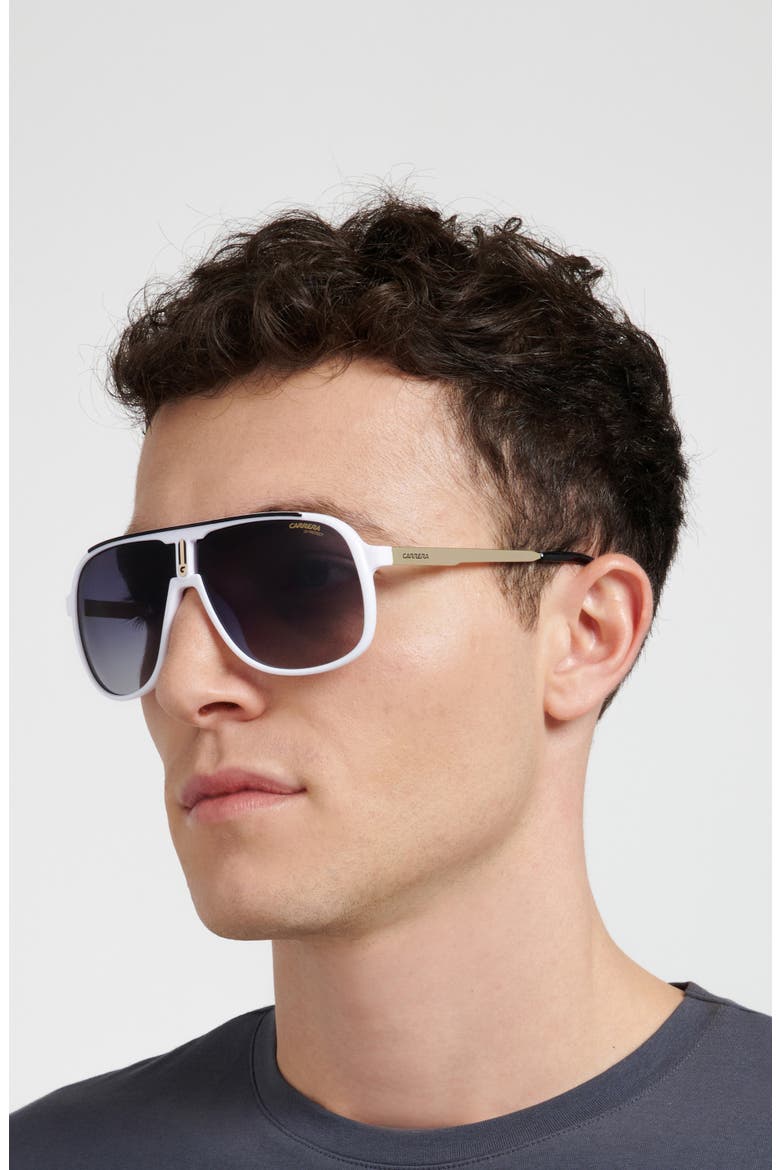 62mm Oversize Gradient Square Sunglasses, Alternate, color, WHITE BLACK/ DARK GREY SF