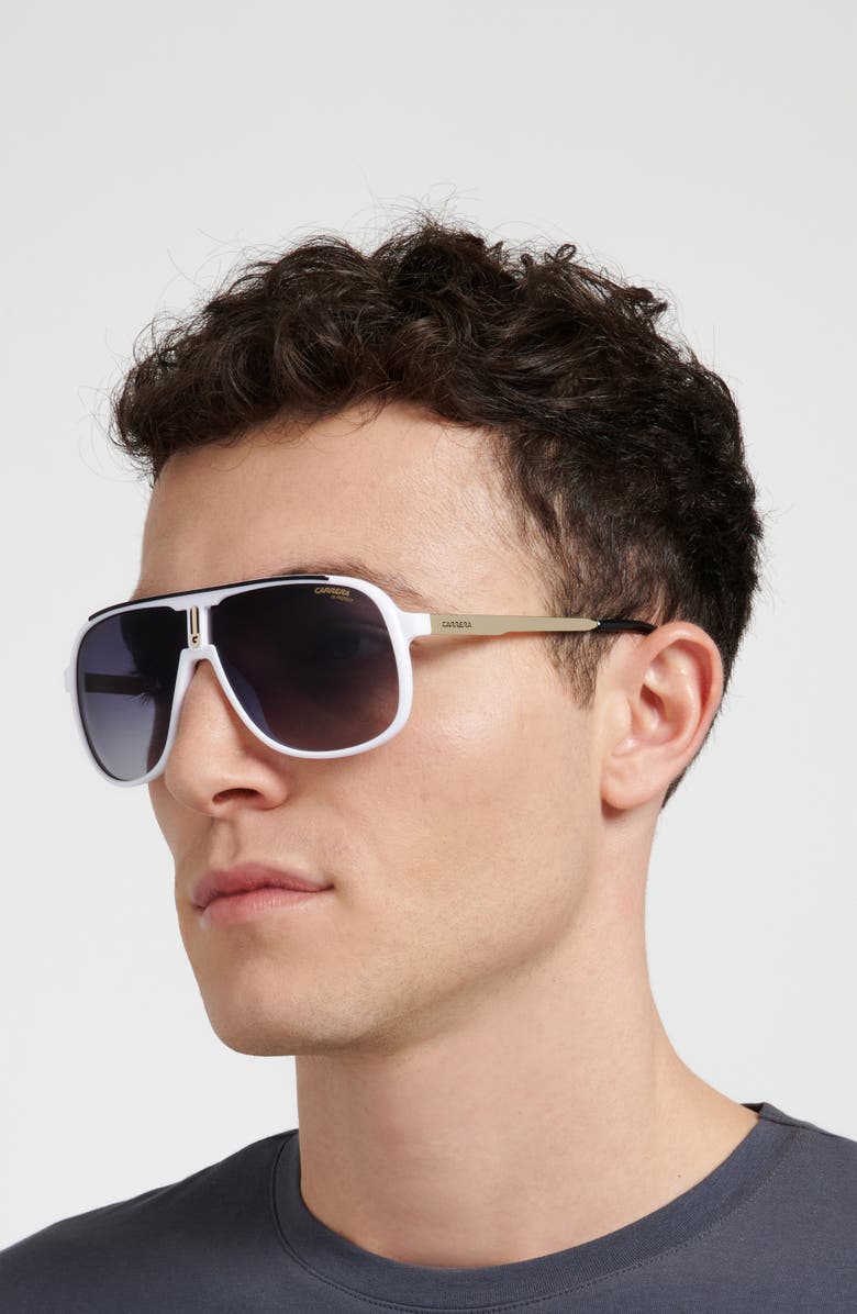 Carrera Eyewear 62mm Oversize Gradient Square Sunglasses, Alternate, color, White Black/ Dark Grey Sf