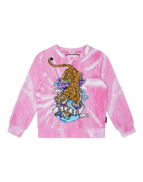 Tie-dye Sweatshirt Ls With Crystals Tattoo Girl