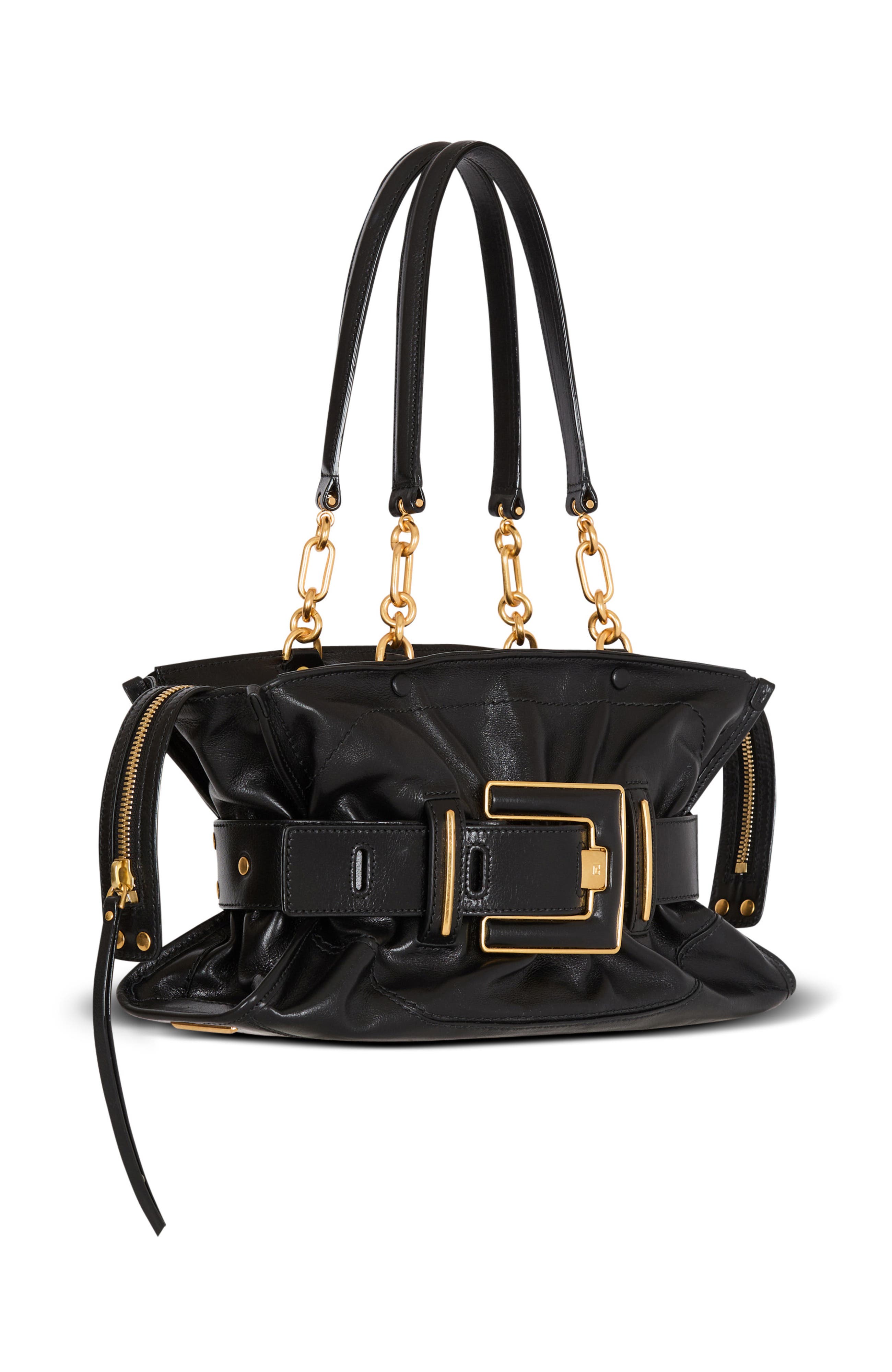 Balmain Calfskin leather Anthem bag, Alternate, color, Black