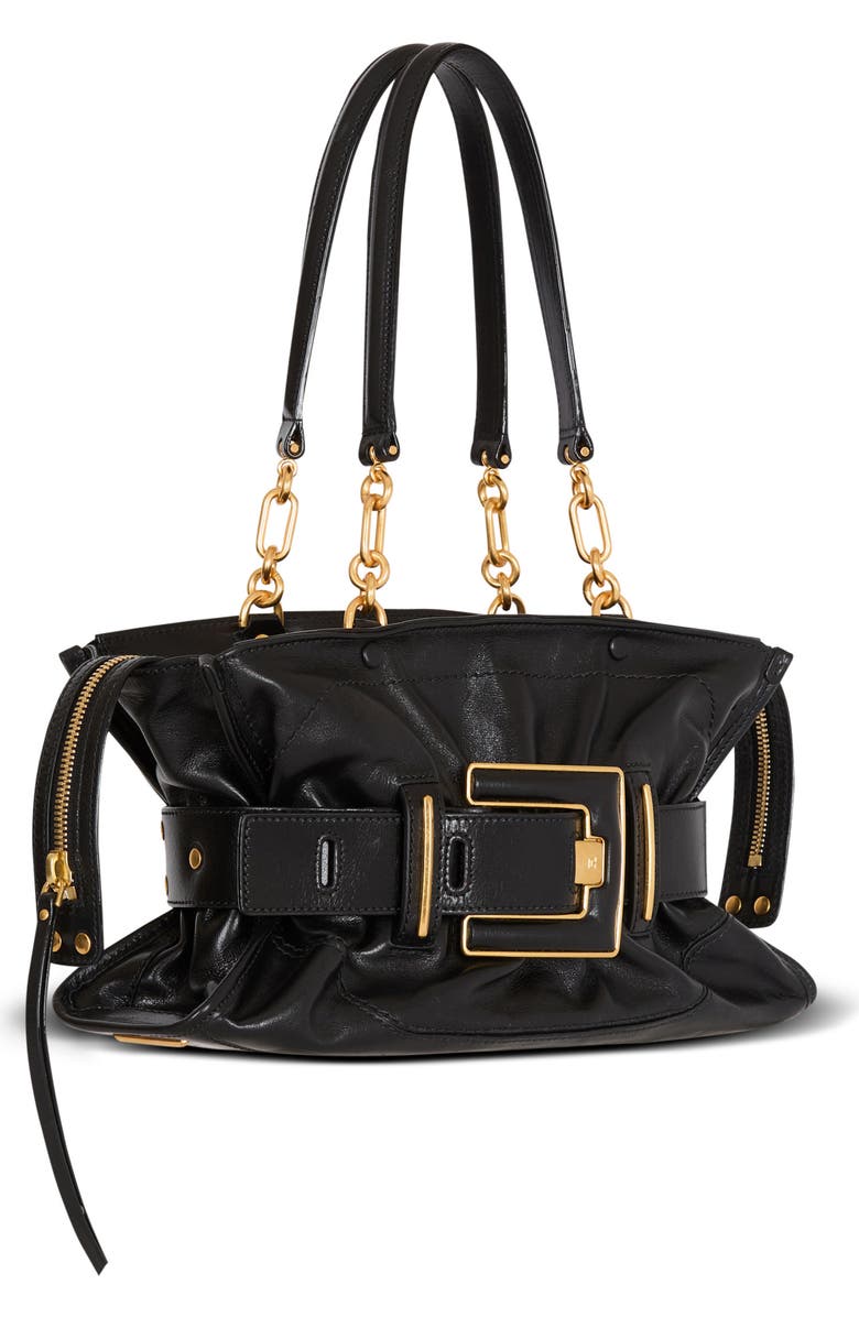 Balmain Calfskin leather Anthem bag, Alternate, color, Black