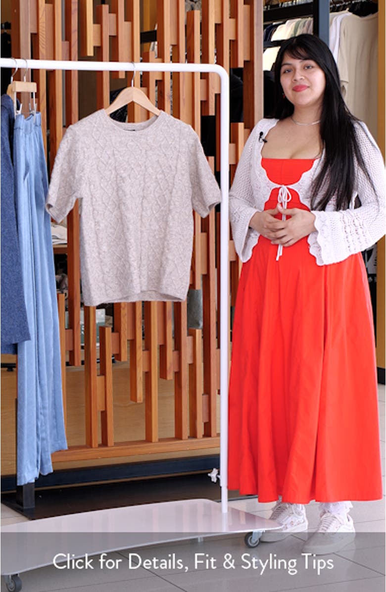 Fuzzy Cable Stitch Short Sleeve Crewneck Sweater, sales video thumbnail