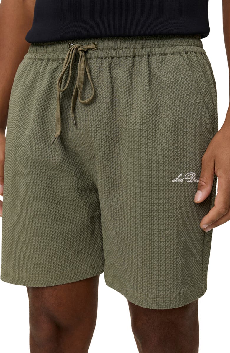 Les Deux Stan Seersucker Swim Shorts, Main, color, Lichen Green