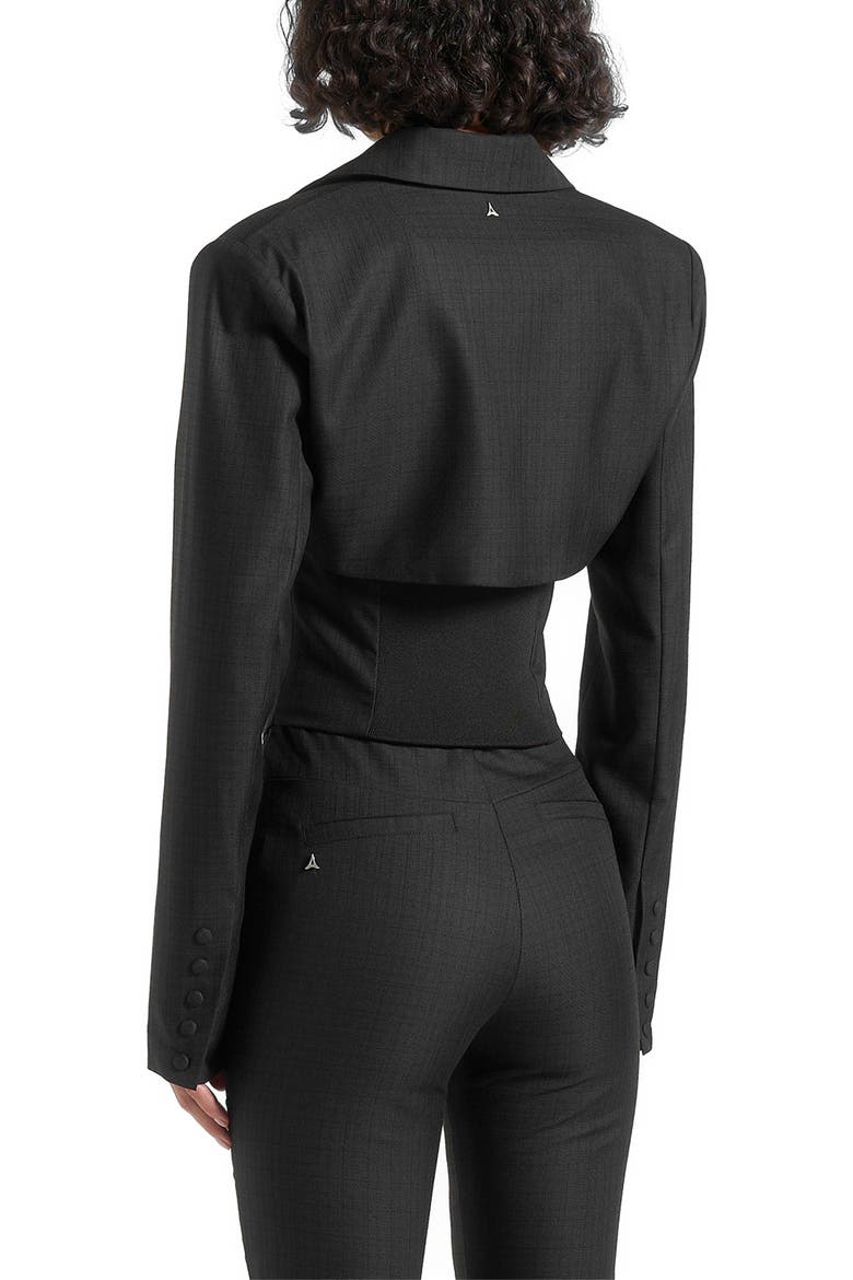 Lise Cropped Tailored Blazer & Button Detail Bandeau, Alternate, color, Black