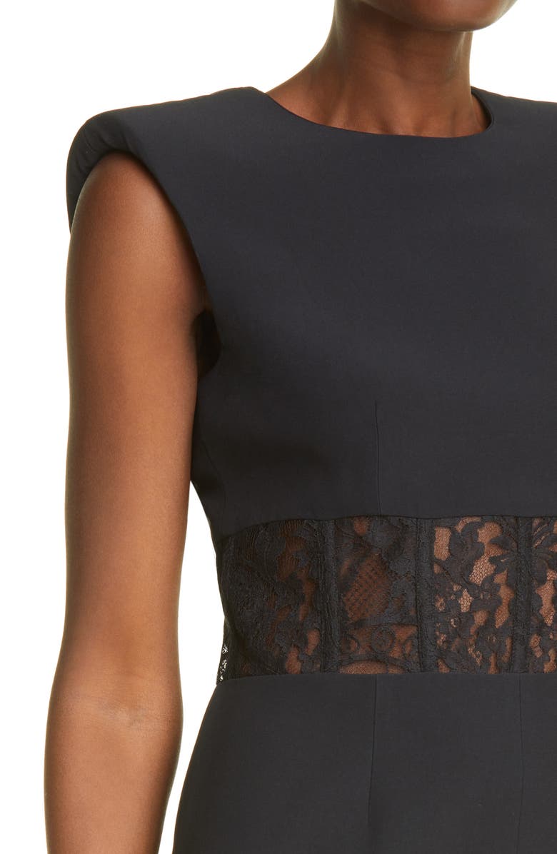 McQueen Alexander McQueen Lace Corset Crêpe Sheath Dress, Alternate, color,