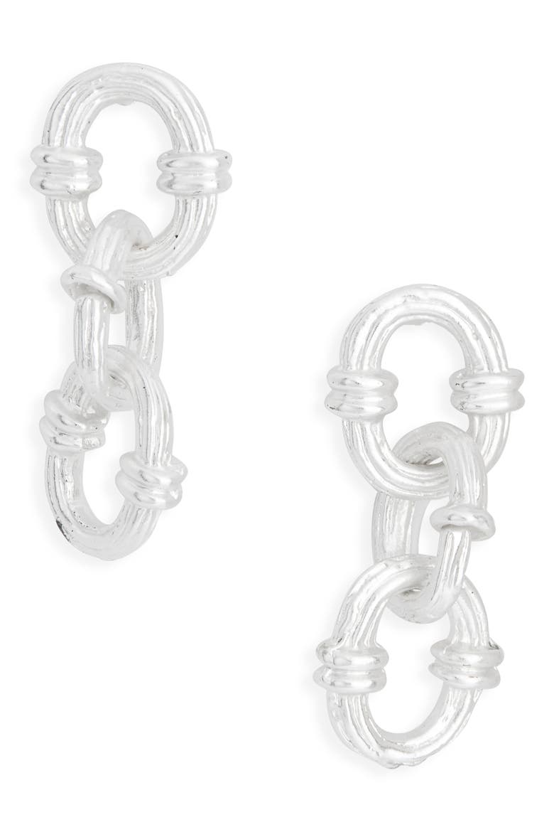 Maritime Link Drop Earrings, Main, color, SILVER