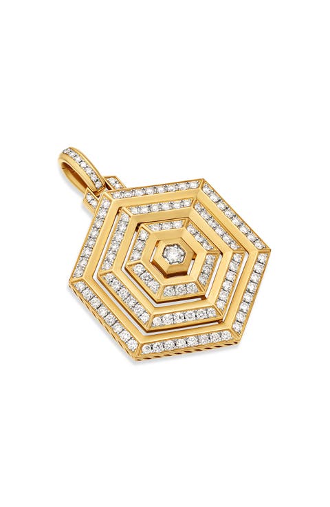 Carlyle Pendant in 18K Yellow Gold with Full Pavé Diamonds