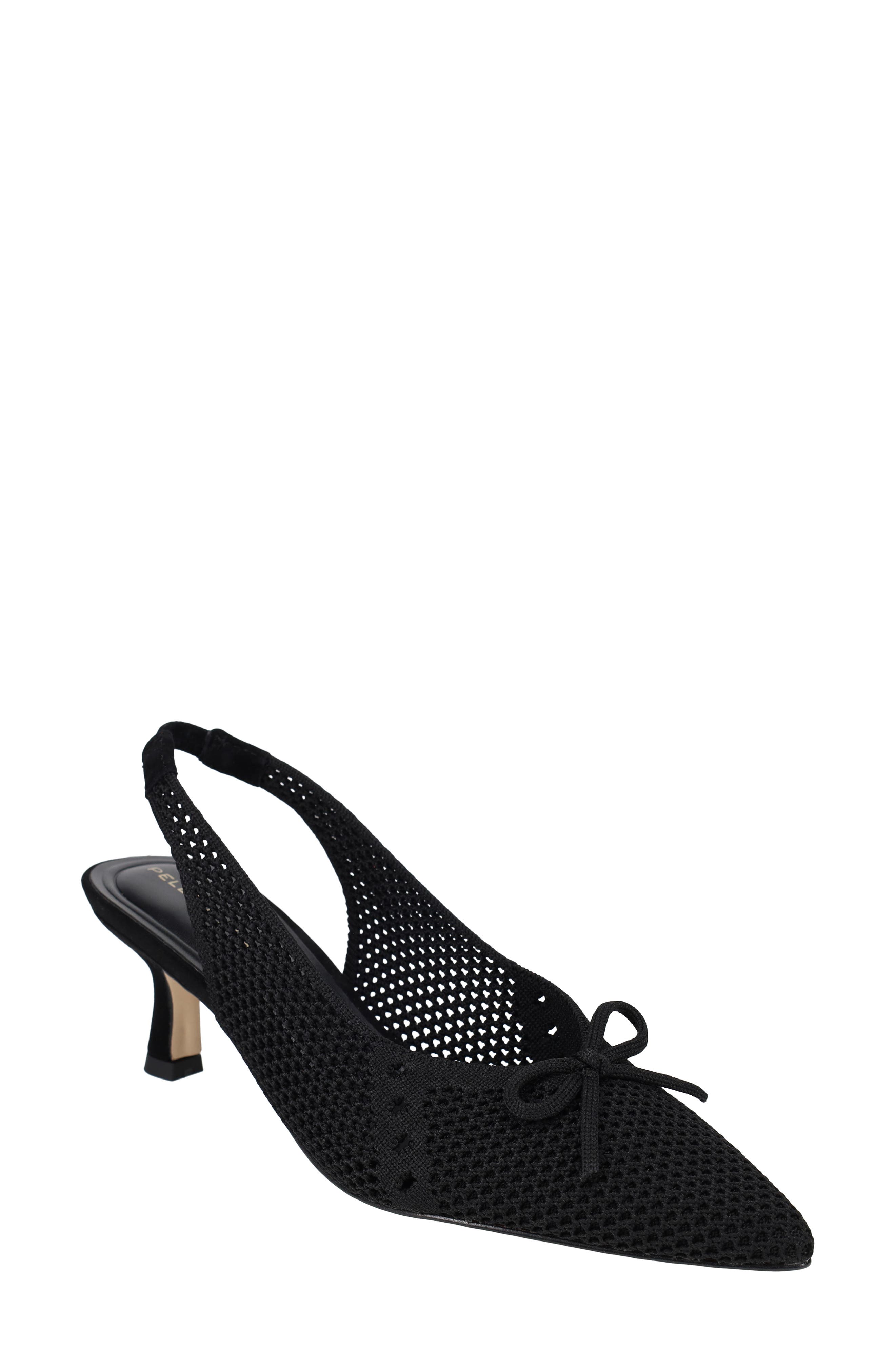 Beliz Slingback Pointed Toe Kitten Heel Pump, Main, color, BLACK