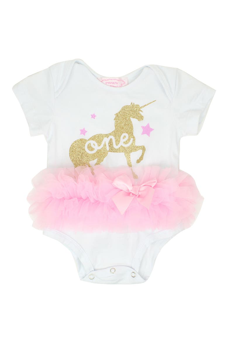 One Unicorn Tutu Bodysuit, Main, color, WHITE