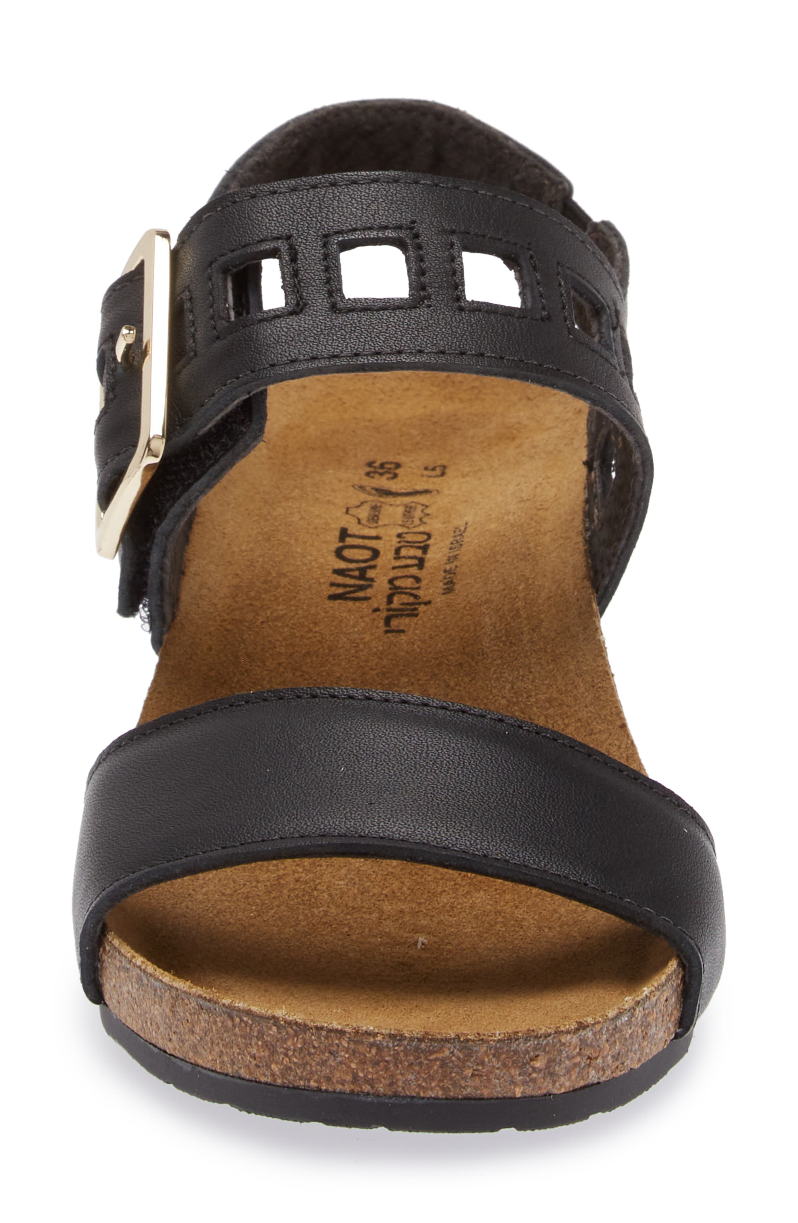 Naot Dynasty Wedge Sandal, Alternate, color, Jet Black Leather