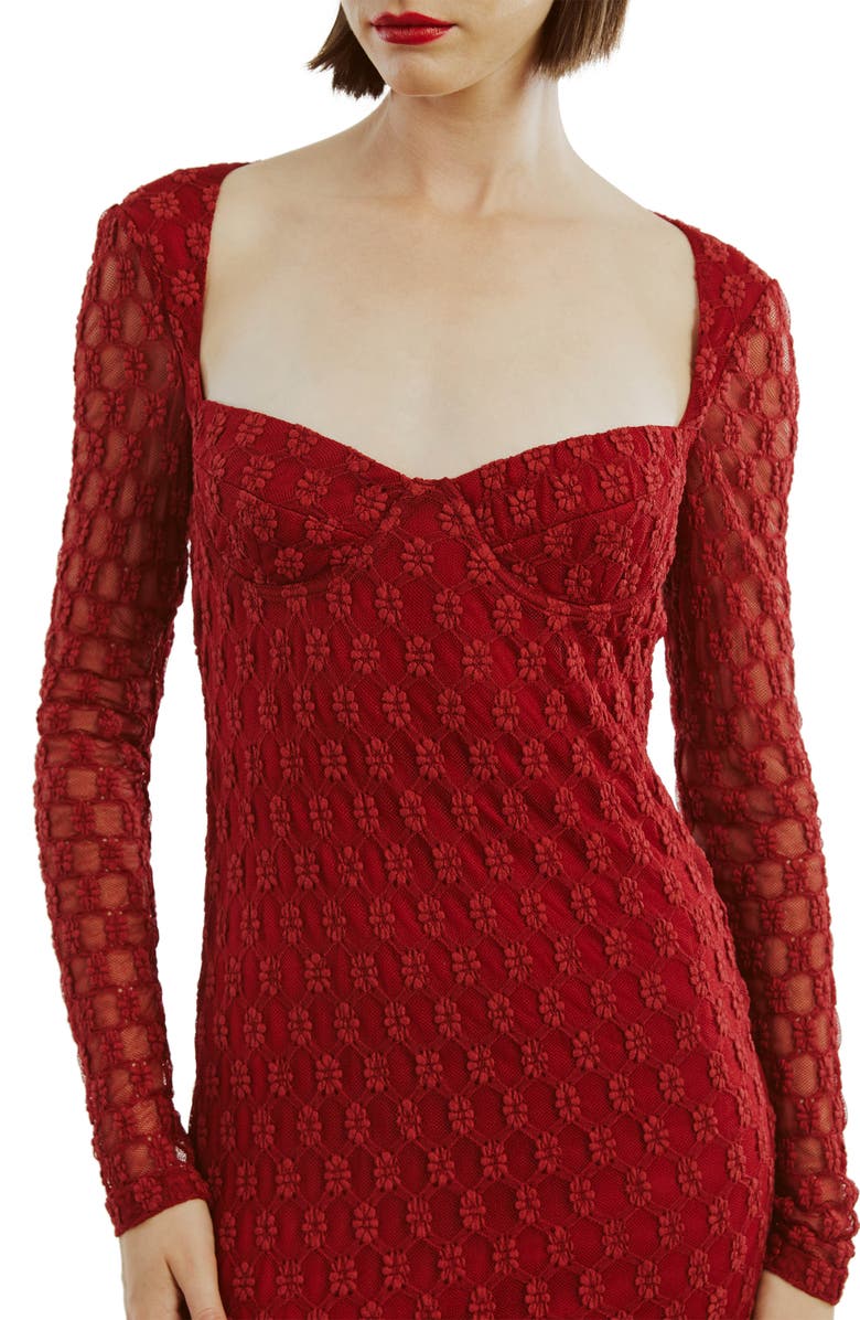 Bardot Avah Long Sleeve Mesh Overlay Dress, Alternate, color,