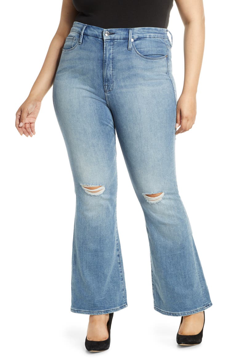 Good Flare Ripped Jeans, Alternate, color, BLUE501