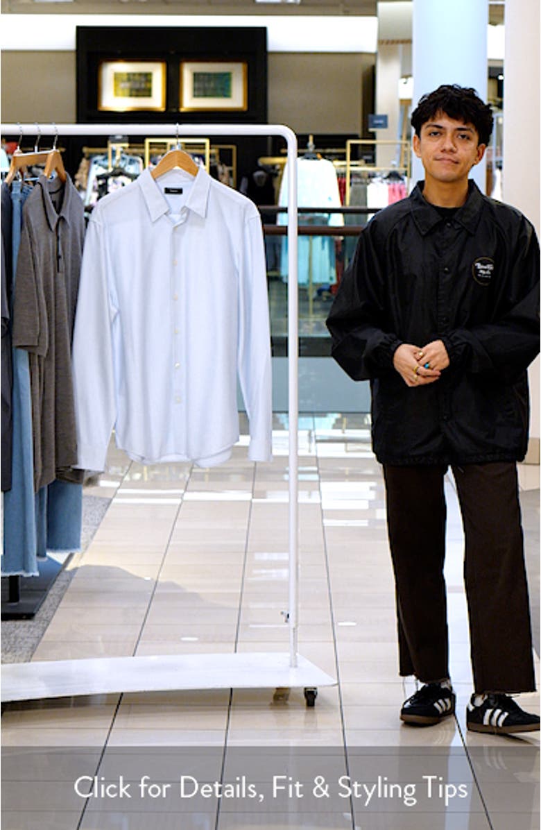 Sylvian Pinstripe Stretch Cotton & Nylon Button-Up Shirt, sales video thumbnail