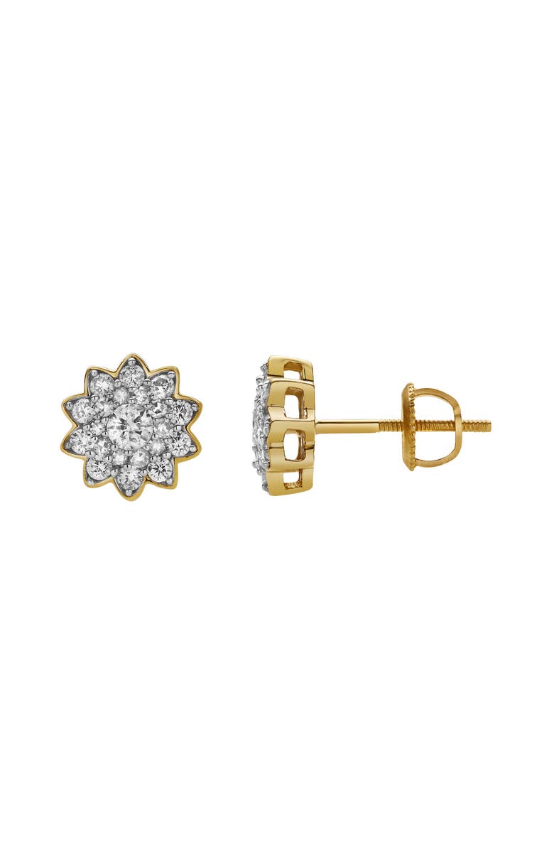 LuvMyJewelry Florana 10K Yellow Gold Cluster Diamond Unisex Earrings - 0.48 Cts, Main, color, 10K Yellow Gold