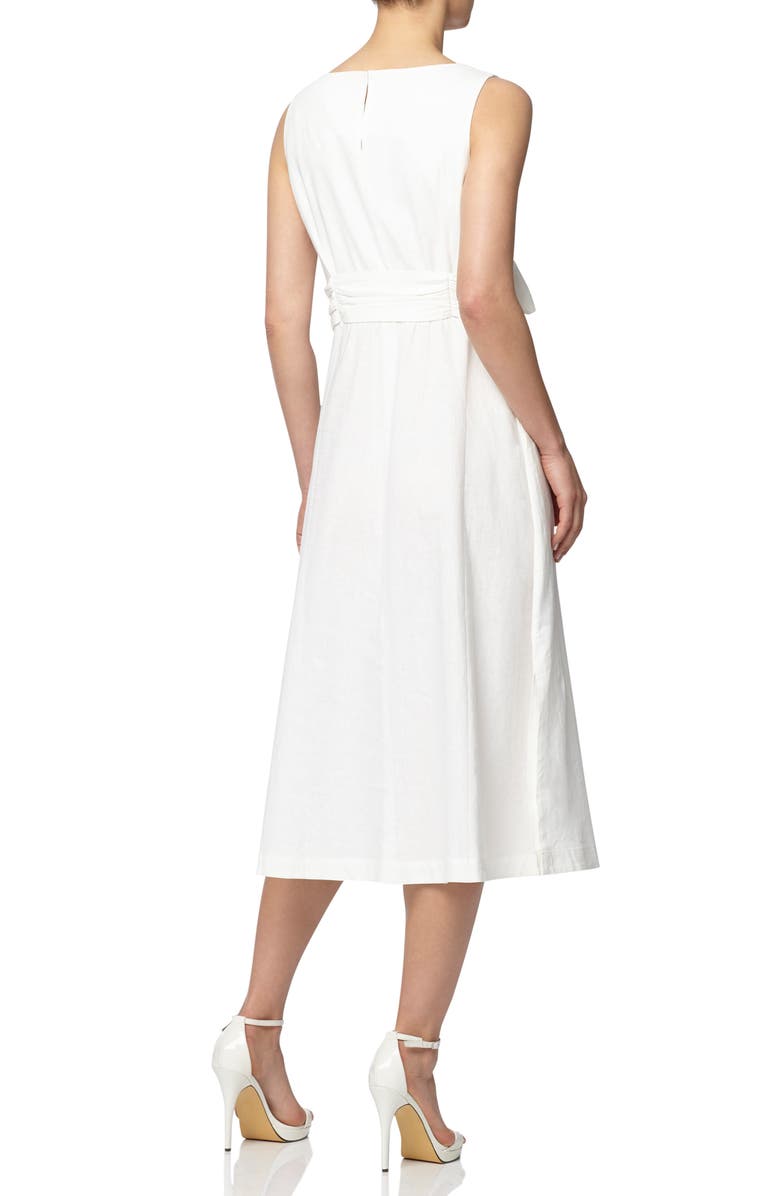 Anne Klein Belted Linen Blend Midi Dress, Alternate, color, 
