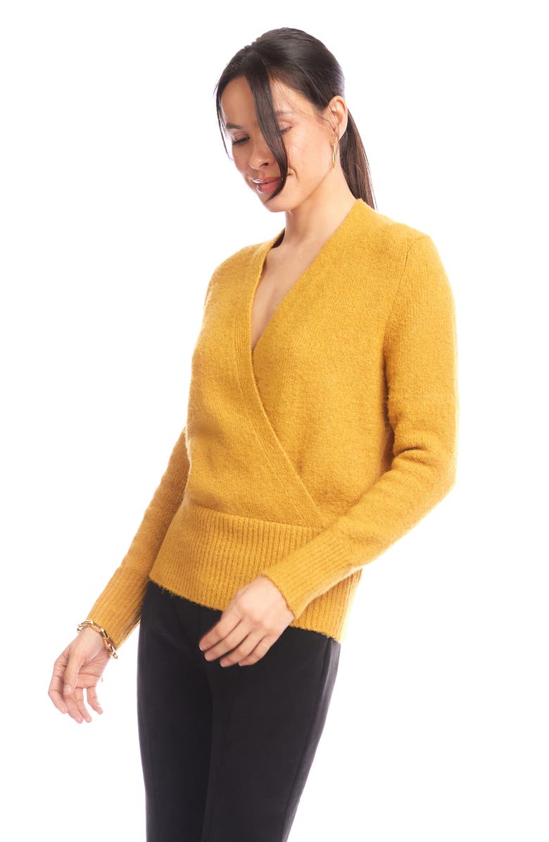 Karen Kane Surplice V-Neck Sweater, Alternate, color, Gold