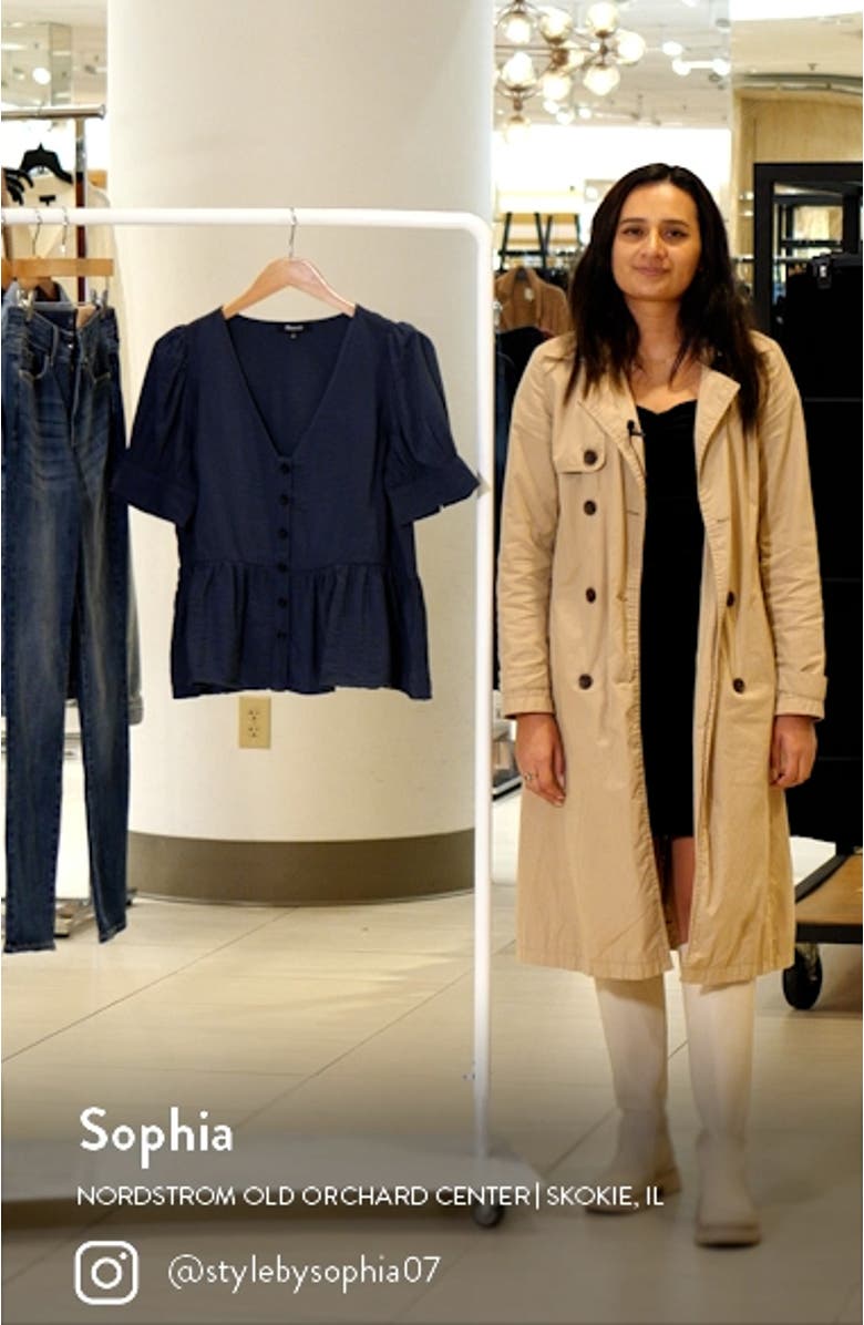 Drapeweave Puff Sleeve Peplum Top, sales video thumbnail