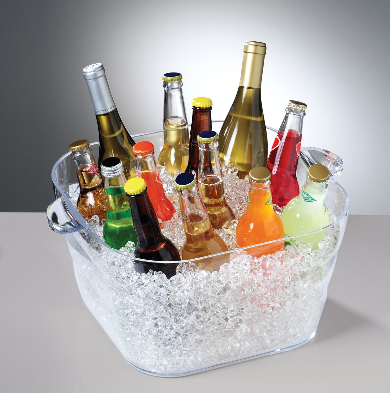 Prodyne Big Square Party Beverage Tub, Clear In Transparent