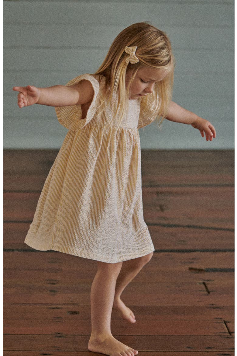 Kids' Bonnie Organic Cotton Seersucker Dress, Alternate, color, GOLDEN STRIPE
