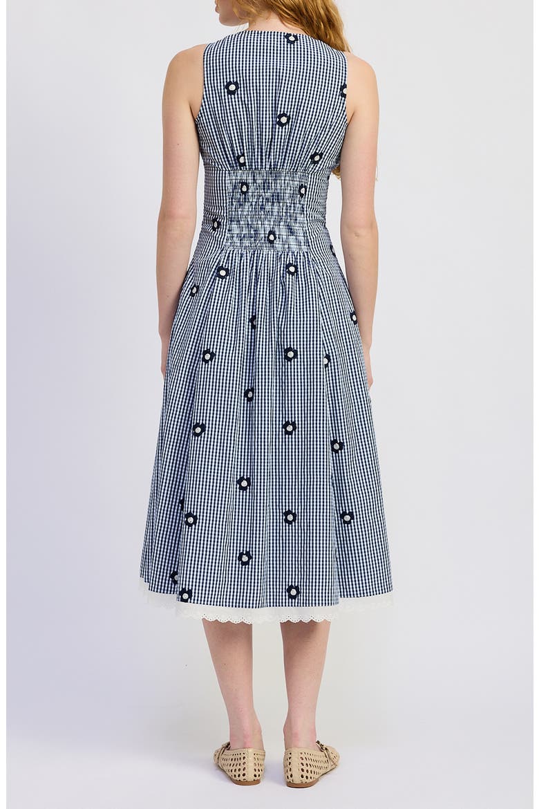 Hera Gingham Midi Dress, Alternate, color, NAVY WHITE