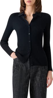 Akris punto Fitted Merino Wool Rib Cardigan
