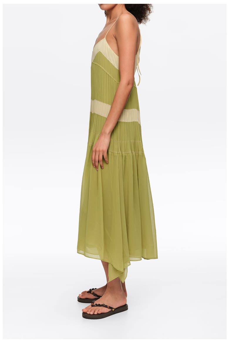 Two-Tone Pleated A-Line Strappy Dress, Alternate, color, LIGHT GREEN