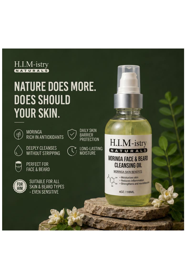 Moringa Face & Beard Cleansing Oil, Alternate, color, NO COLOR