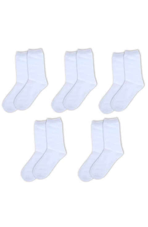 Kids Organic Cotton Solid Crew Socks 5-Pack
