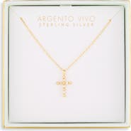 ARGENTO VIVO Imitation Pearl and Cubic Zirconia Cross Pendant Necklace