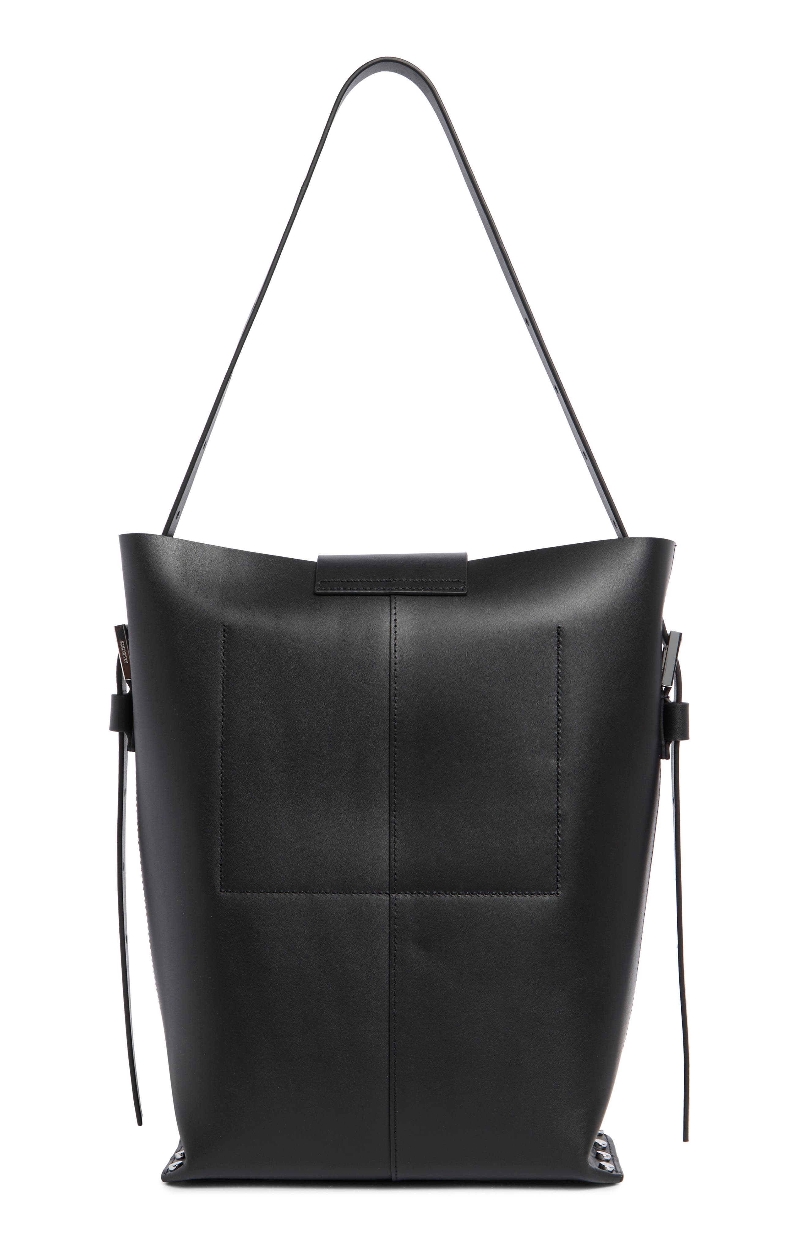 AllSaints Miro Leather Shoulder Bag, Alternate, color, Black