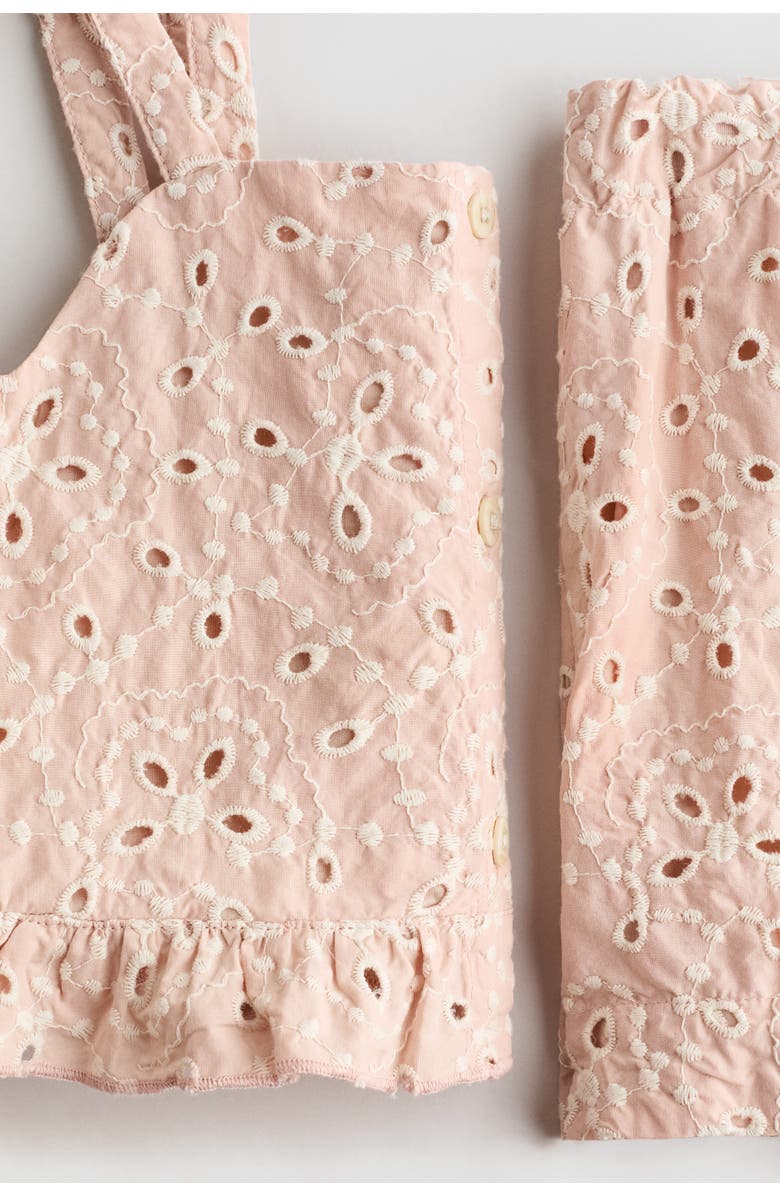 H&M 2-piece eyelet-embroidered set, Alternate, color, Light Dusty Pink