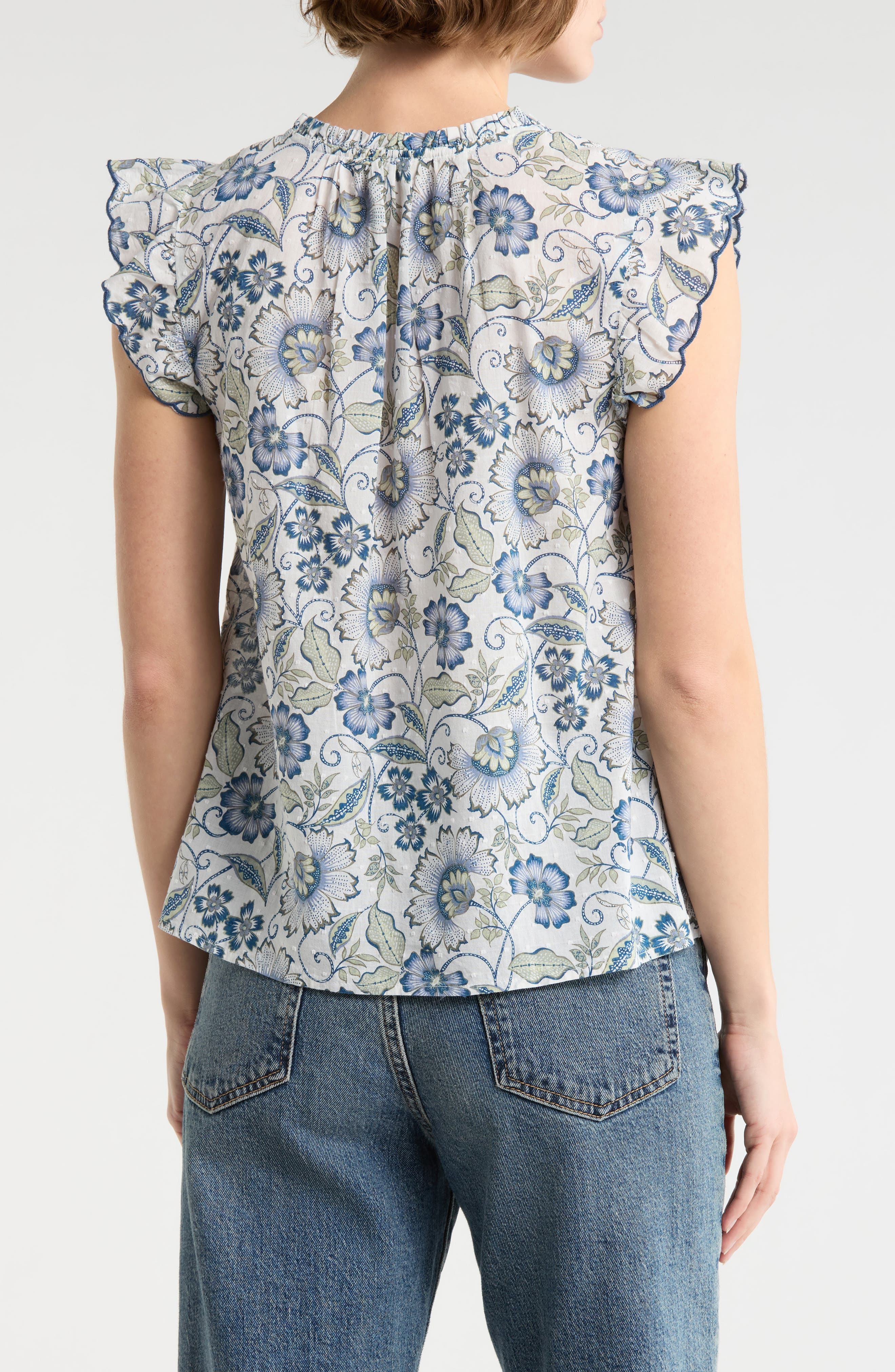 Floral Cap Sleeve Cotton Top - image 2