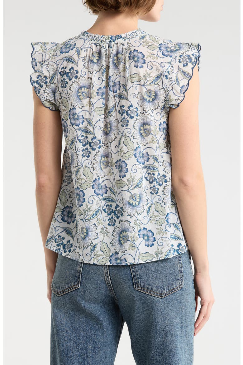 Floral Cap Sleeve Cotton Top, Alternate, color, BLUE MULTI