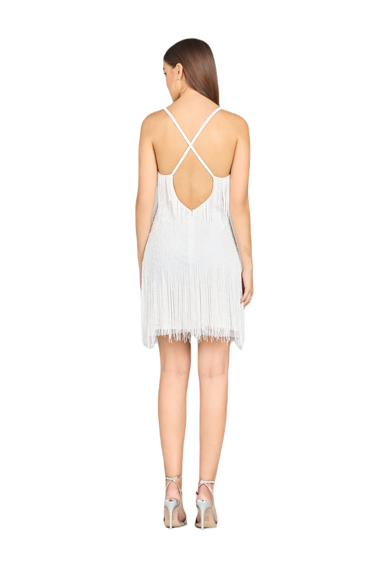 Spaghetti Strap Fringe Dress, Alternate, color, Ivory