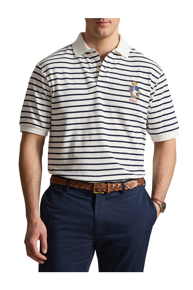 Big & Tall Newport Bear Striped Polo Shirt, Main, color, WHITE NEWPORT NAVY