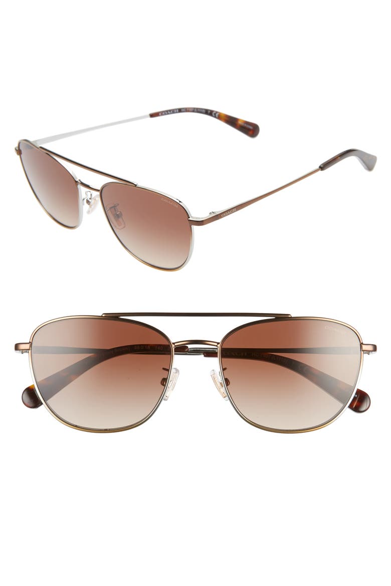 55mm Aviator Sunglasses, Main, color, BROWN