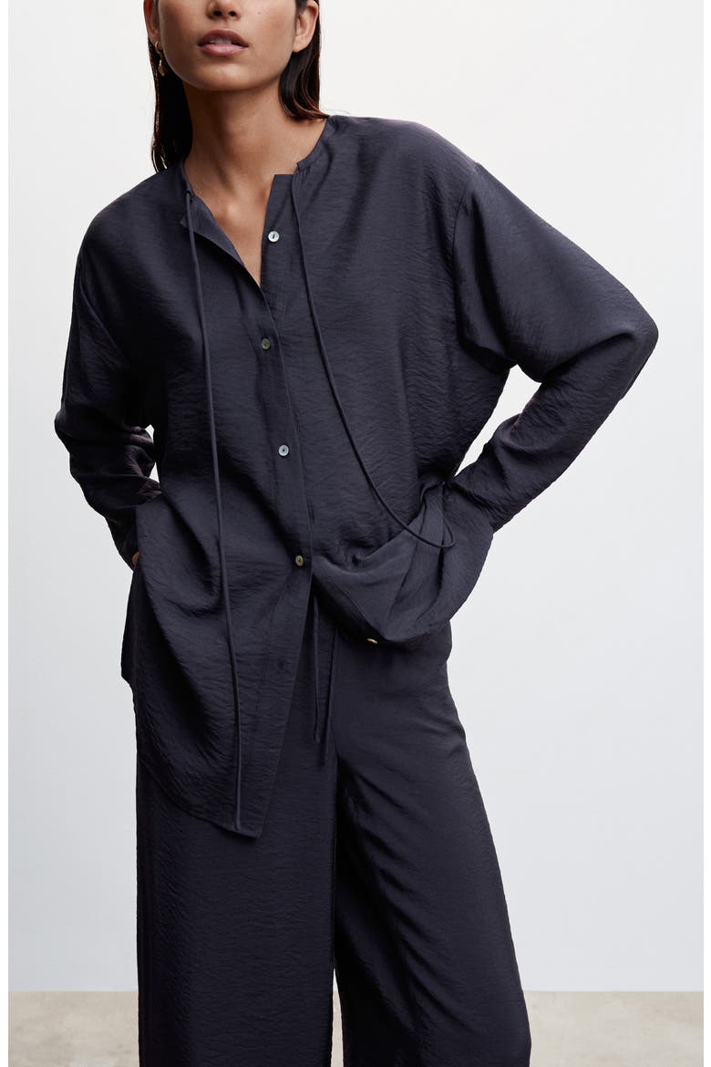 High Waist Satin Palazzo Pants, Alternate, color, NAVY