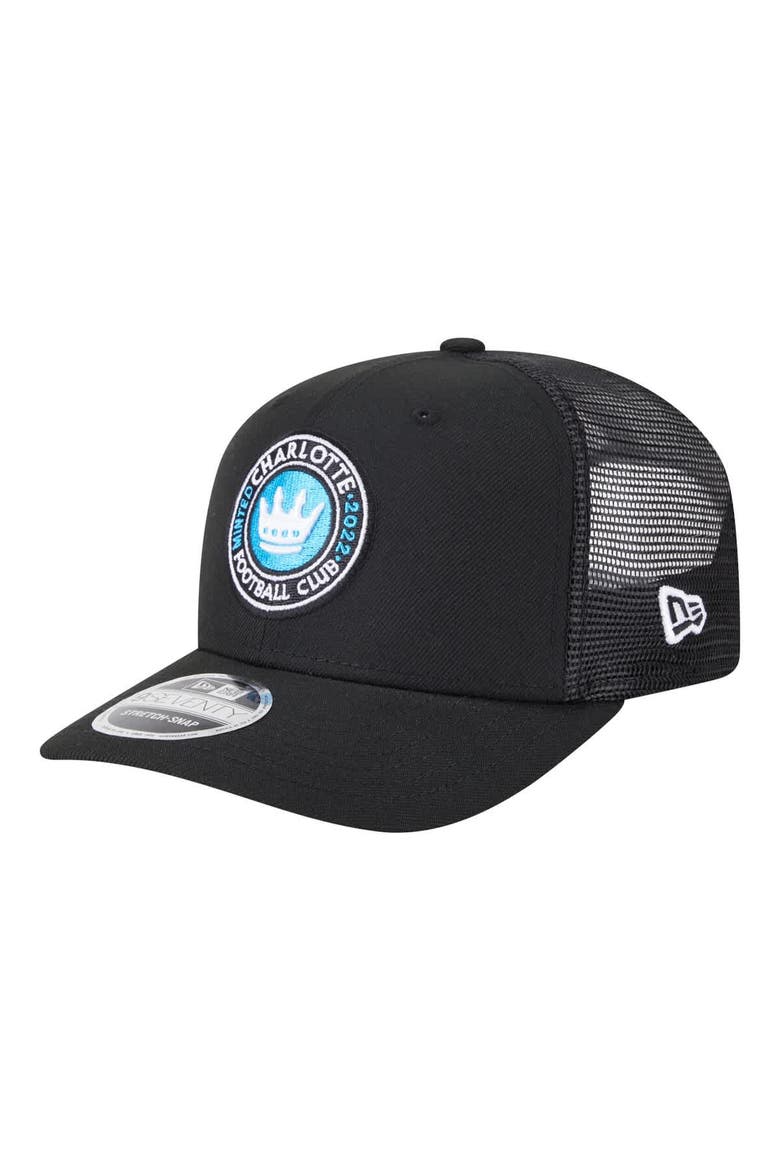 Men's New Era  Black Charlotte FC Jersey Hook 9SEVENTY Adjustable Hat, Main, color, Black