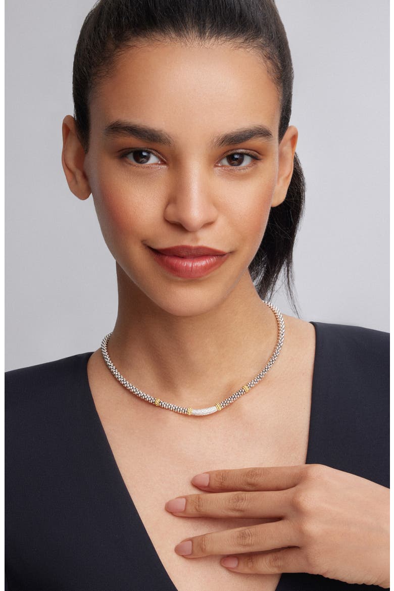 Diamond Luxe Pavé Station 6mm Necklace, Alternate, color, GOLD/DIAMOND
