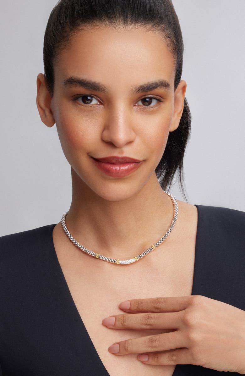 LAGOS Diamond Luxe Pavé Station 6mm Necklace, Alternate, color, Gold/Diamond