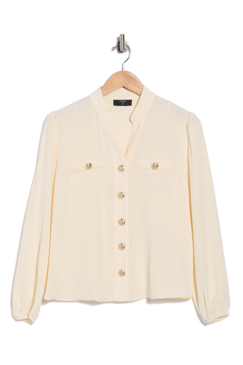 Stand Collar Button Front Shirt, Main, color, IVORY