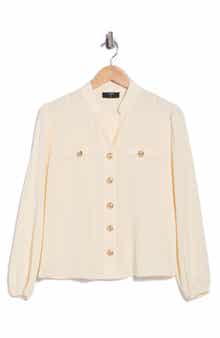 Stand Collar Button Front Shirt