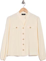 T Tahari Stand Collar Button Front Shirt