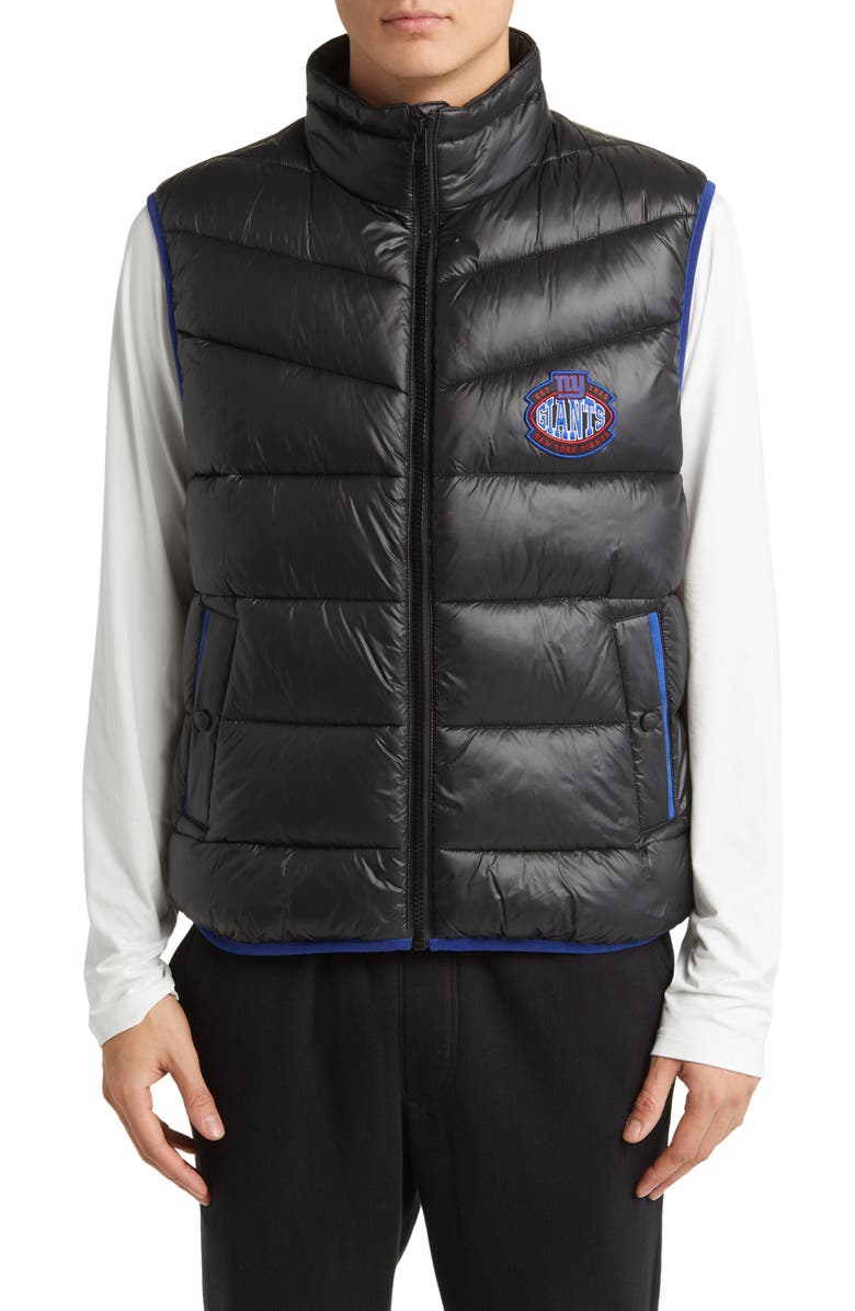 BOSS x NFL Corner Recycled Polyamide Puffer Vest, Alternate, color, New York Giants Black