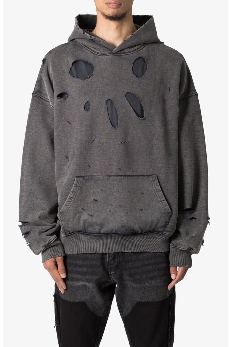 Breeze Destroyed Cotton Hoodie, Main, color, WASHED BLACK