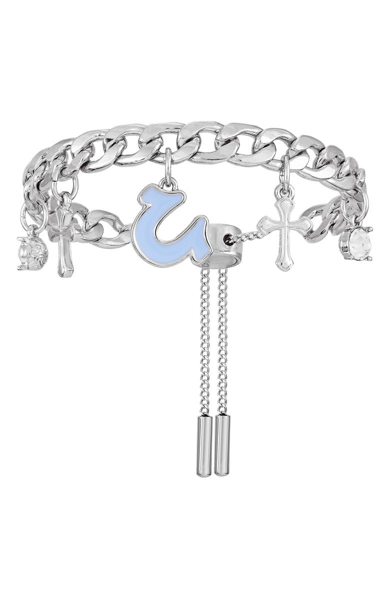 True Religion Charmy Enamel & Crystal Chain Slider Bracelet, Alternate, color, 