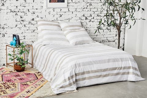 Noland Stripe Dune Queen Duvet Cover